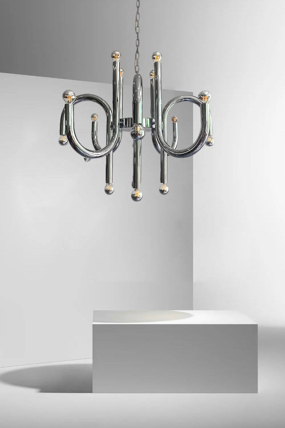 Modern chandelier on a gray background