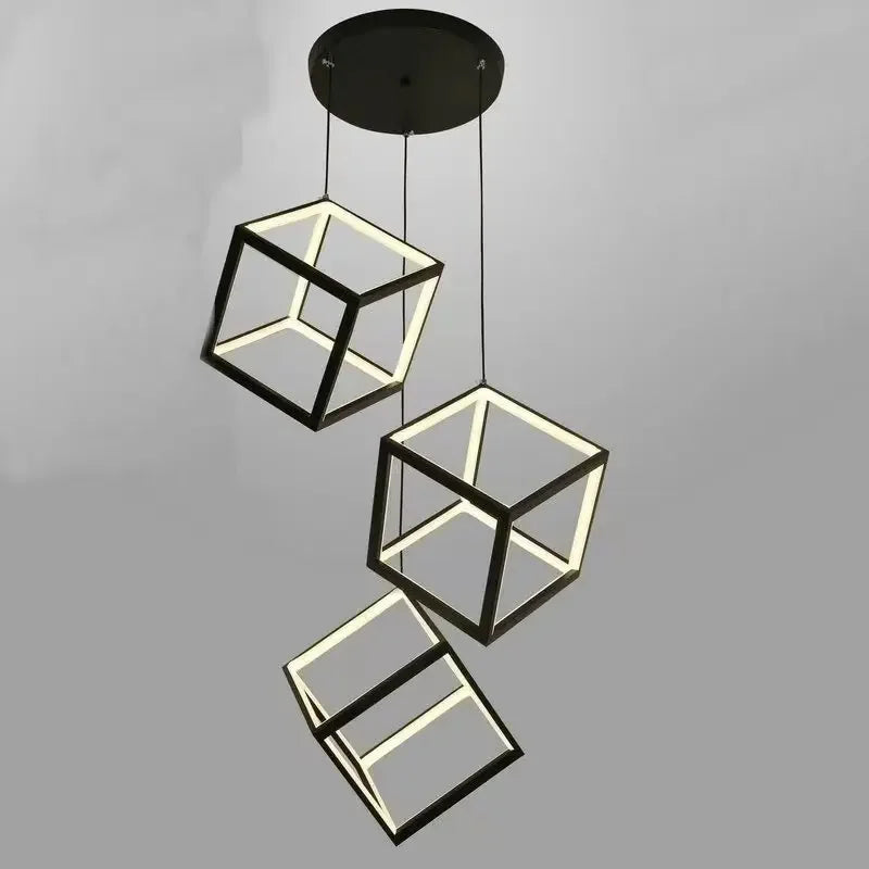 Modern pendant light with geometric design on a gray background