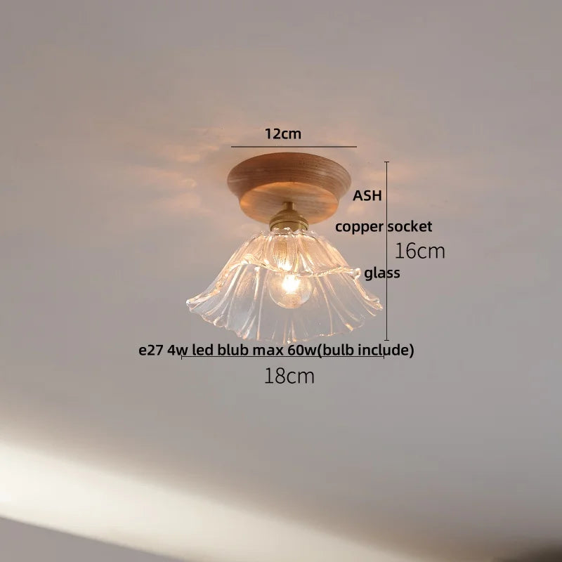 Ceiling light fixture with measurements on a plain background