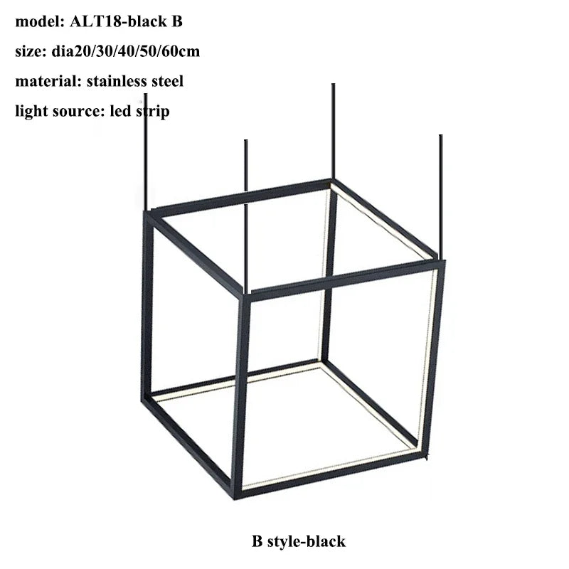 Black metal frame with LED strip on a white background
