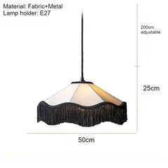 Fabric Fringe Pendant Light White Black Art Deco Style