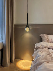 Glass Globe Pendant Light with Textured Moon Detail