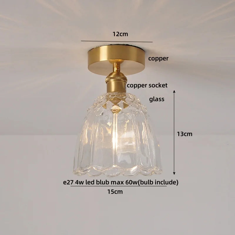 Ceiling light fixture with measurements on a plain background