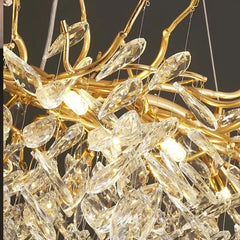 Crystal Branch Chandelier Gold and Silver Leaf Crystal Pendant Light