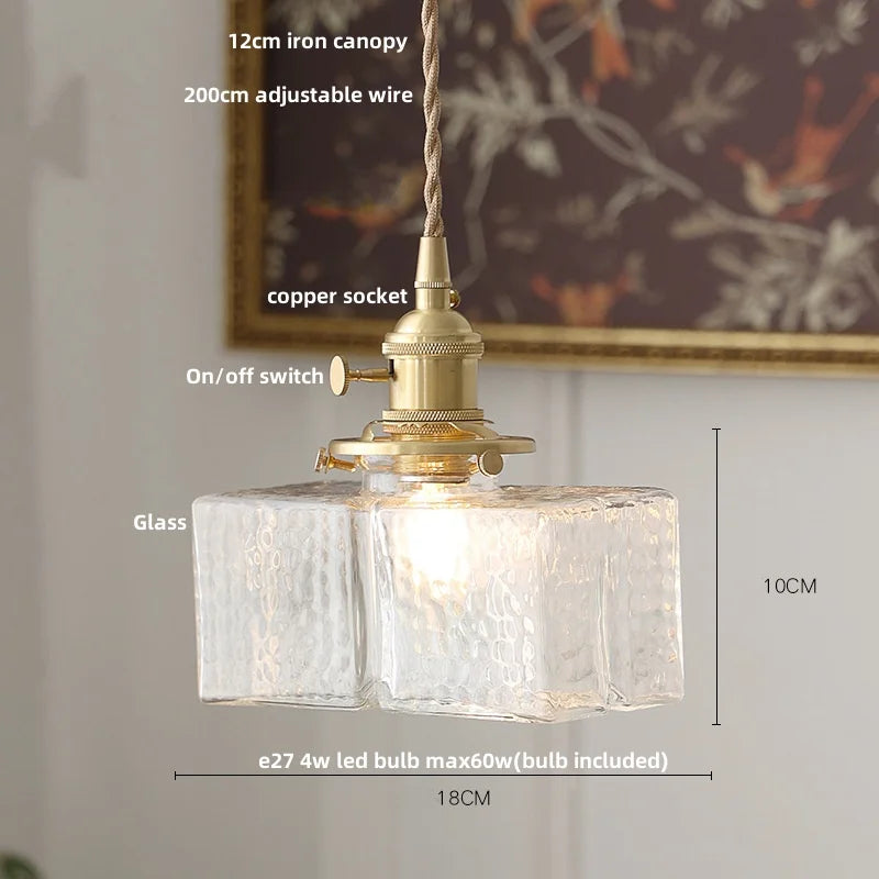 Pendant light with labeled parts and dimensions on a neutral background