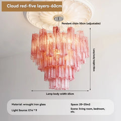 Tiered Glass Rod Chandelier with Chrome Finish and Frosted Tubes