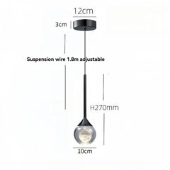 Glass Globe Pendant Light with Textured Moon Detail