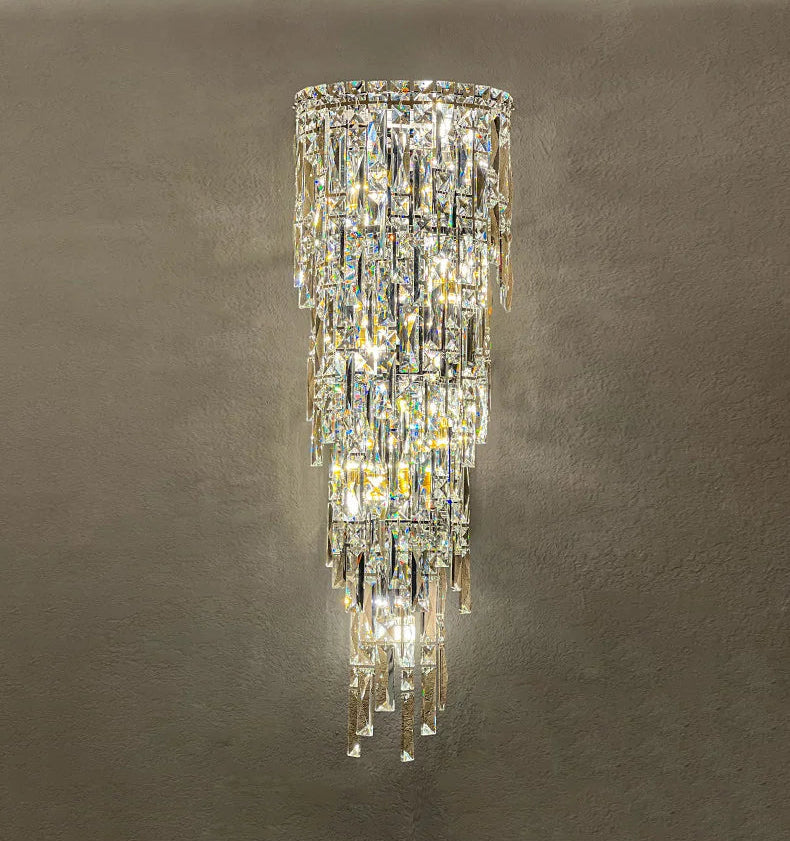 Crystal wall sconce against a plain background