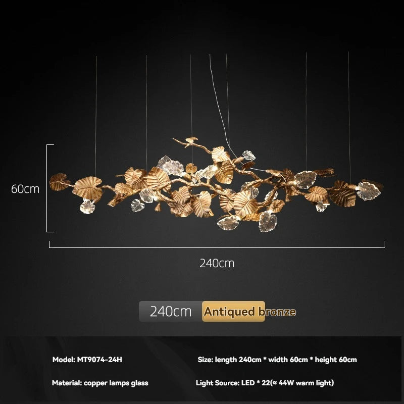 Decorative ceiling light fixture with leaf design on a black background