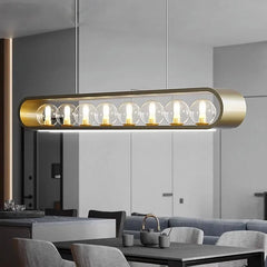 Modern Gold Oval Frame Pendant Light with Globe Glass Shades