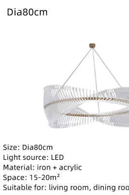 Chandelier with dimensions Dia80cm on a white background