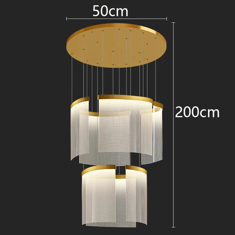 Chandelier with dimensions labeled on a black background
