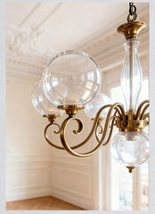 Gold Swirl Globe Pendant Light with Pink Glass Shades