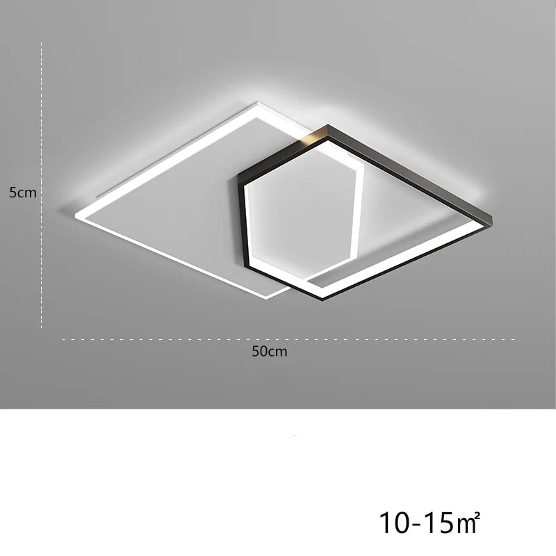 Ceiling light fixture with dimensions and power rating on a gray background