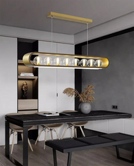 Modern Gold Oval Frame Pendant Light with Globe Glass Shades
