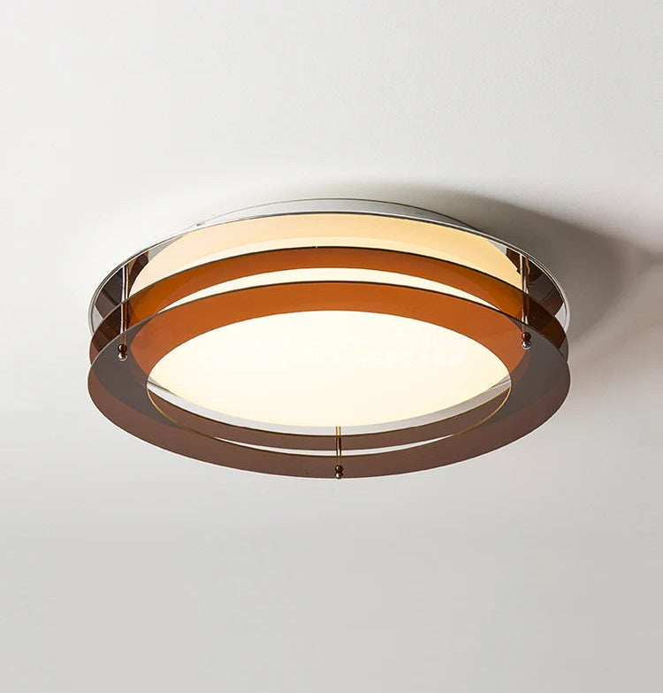 Modern ceiling light fixture with wooden finish on a white background