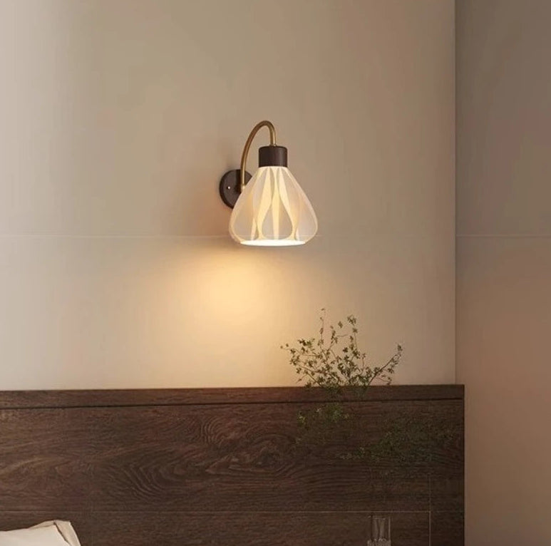 “Minimalist bedside wooden wall lamp, up-down contemporary light”