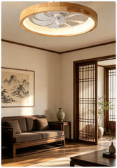 Nordic Minimalist Wood Ring LED Ceiling Fan Light with Remote Control