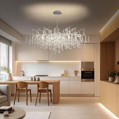 Modern Branch Crystal Chandelier with Teardrop Accents