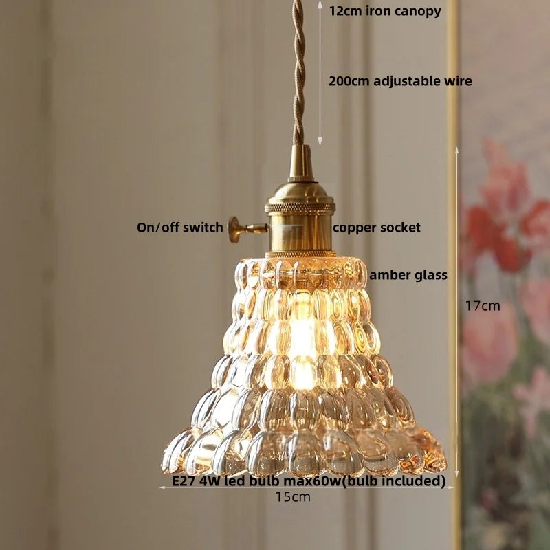 Pendant light with labeled components on a neutral background