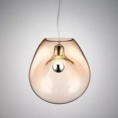 Amber Smoke Gray Glass Organic Shape Pendant Light
