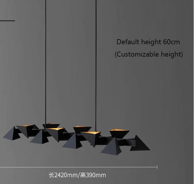 Modern pendant light with geometric design on a gray background