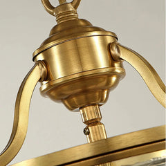 Gold Lantern Pendant Light with Clear Glass Shade and Metal Frame