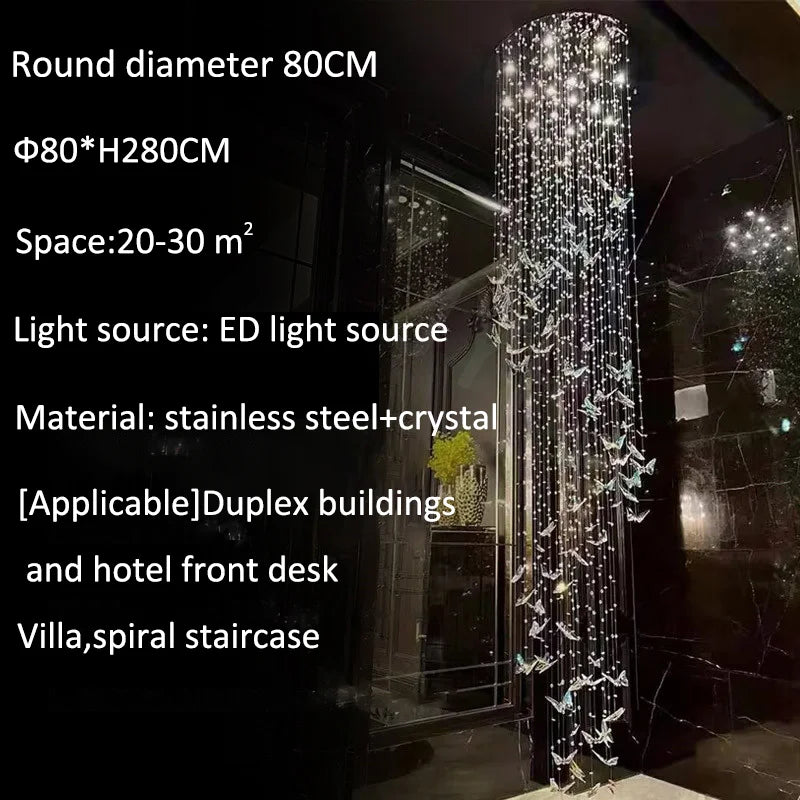Chandelier with specifications on a dark background
