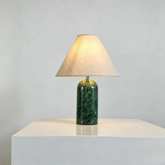 Green Stone Art Ceramic Table Lamp with Fabric Shade