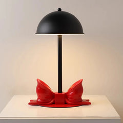 Dome Shade Bow Accent Table Lamp with LED Light - White & Pink