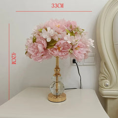 Gold Crystal Floral Table Lamp with Crystal Base