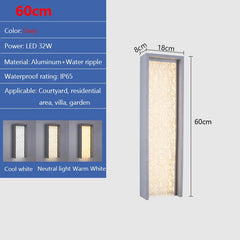 Grey rectangle wall sconce with textured glass in warm white light.