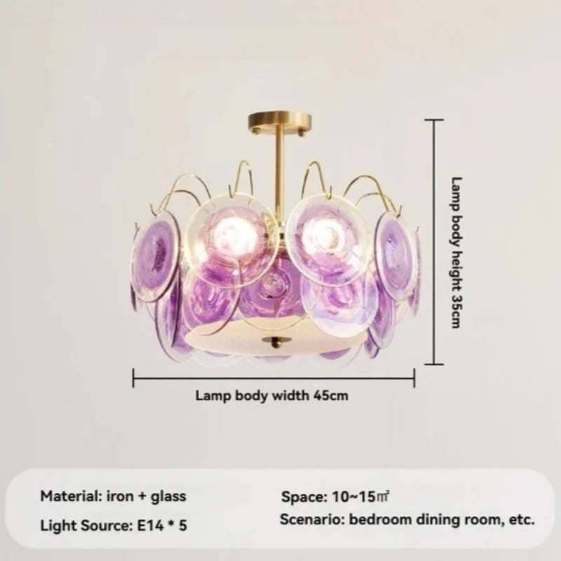 Chandelier with dimensions indicated: 45cm width, 35cm height