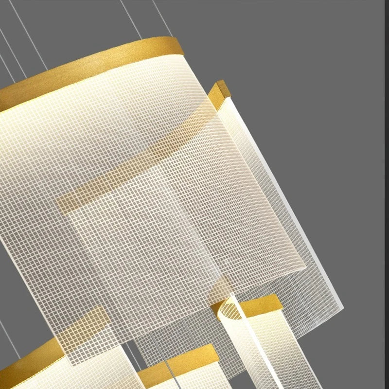 Close-up of a transparent screen with gold edges on a gray background