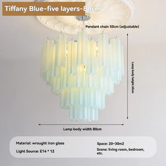 Tiered Glass Rod Chandelier with Chrome Finish and Frosted Tubes