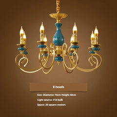 Gold Candelabra Ceramic Accents Chandelier Light