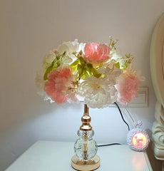 Gold Crystal Floral Table Lamp with Crystal Base