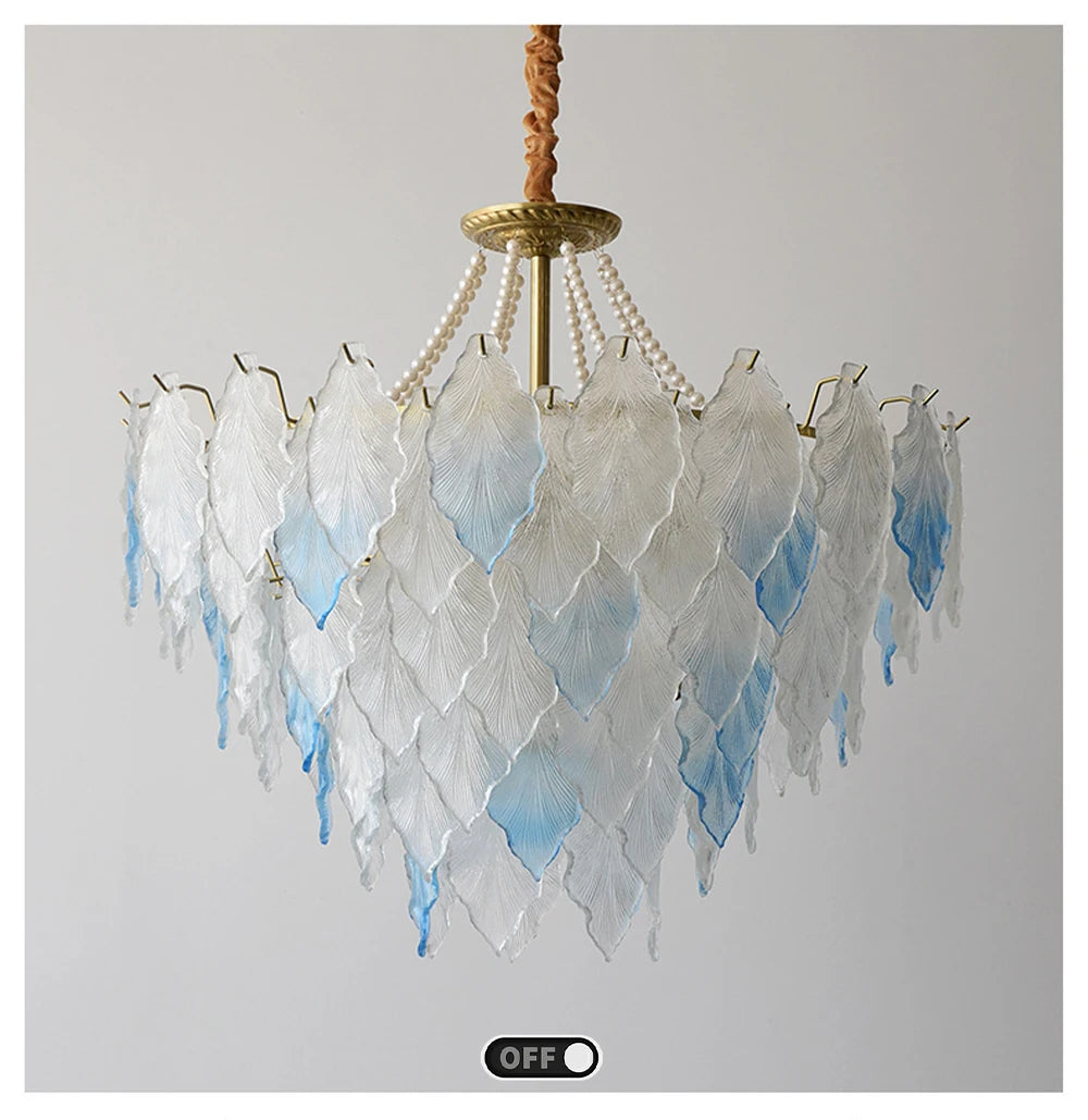 Chandelier with leaf-like design on a gray background