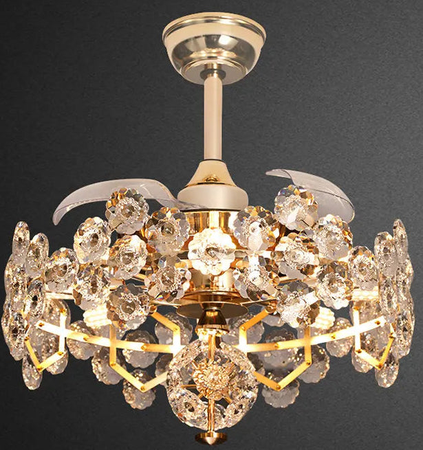 Ceiling light fixture with crystal design on a dark background