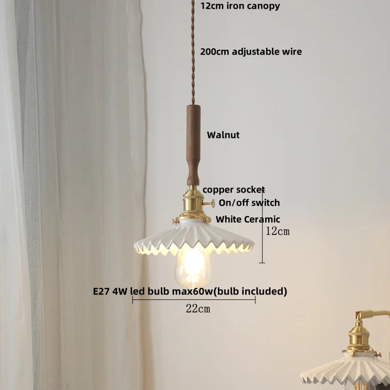 Pendant light with labeled parts on a neutral background