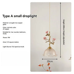 Gold Metal Chandelier with Rose Bud Accents and Frosted Glass Shades
