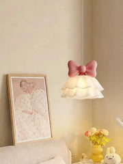 Pink Bow Tiered Chandelier Light for Children's Rooms