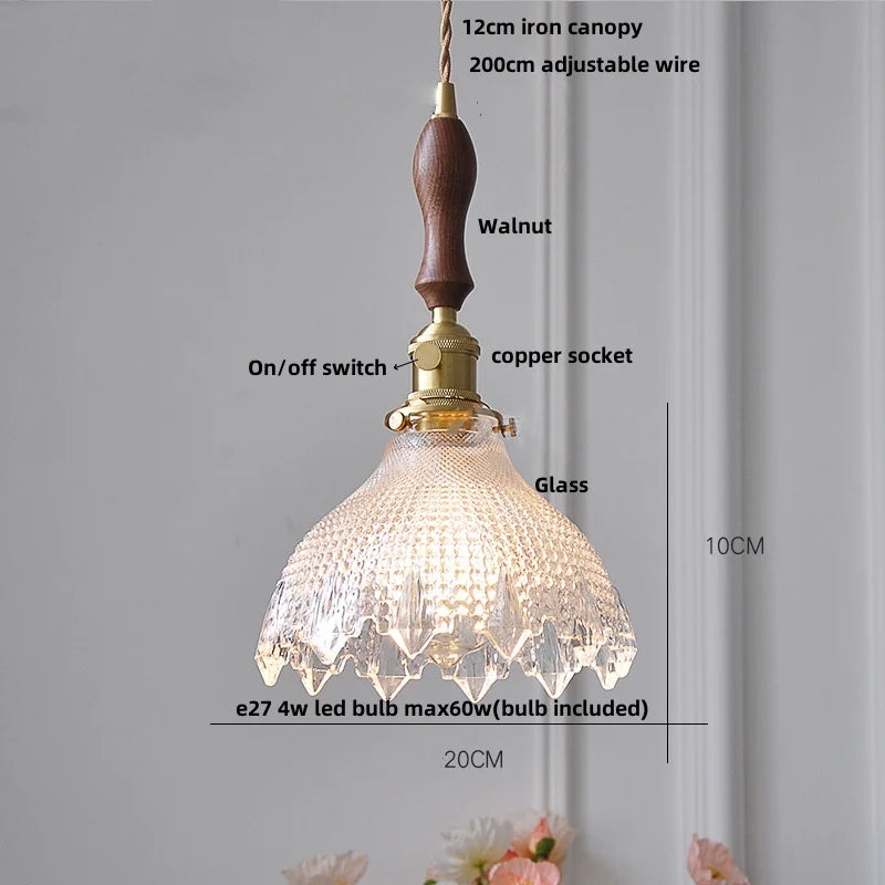 Pendant light with labeled parts on a gray background