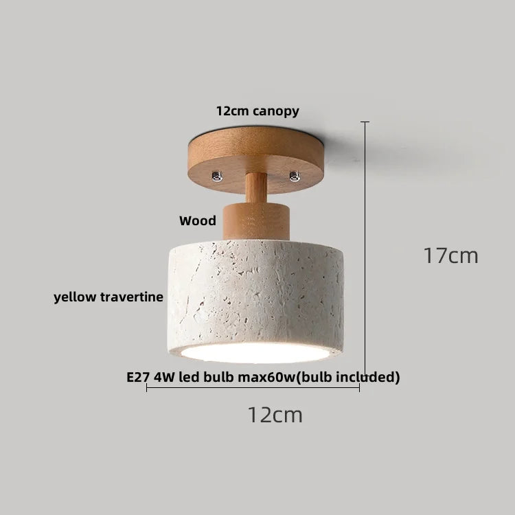 Ceiling light fixture with measurements and material details on a gray background