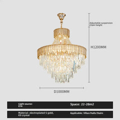 Gold Tiered Crystal Cascading Pendant Light with Blue Accents