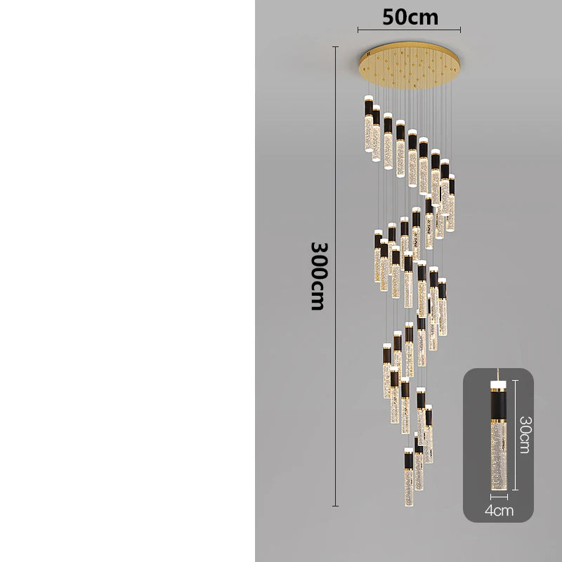 Chandelier with dimensions indicated on a gray background