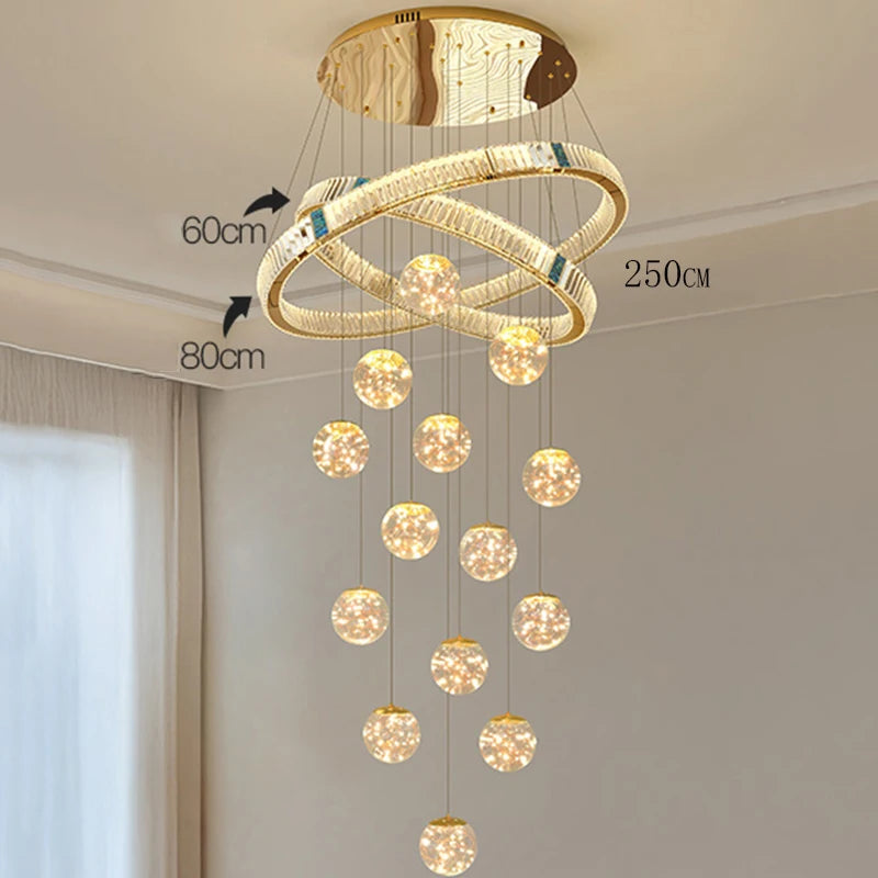 Chandelier with dimensions indicated on a neutral background