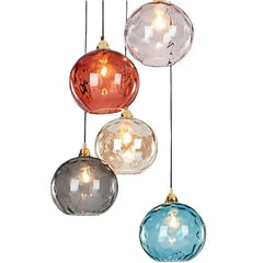 Textured Glass Globe Pendant Light with Gold Finish Metal Frame