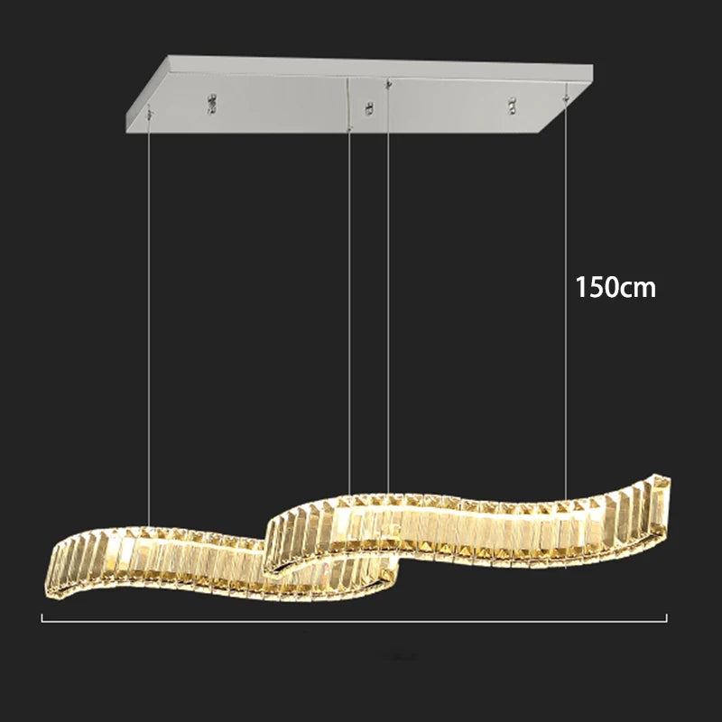 Chandelier with dimensions indicated on a black background