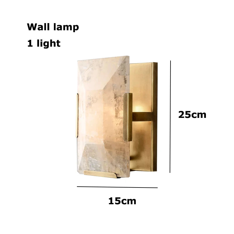 Wall lamp with dimensions labeled on a white background